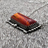 Red slag glass Bar Necklace.