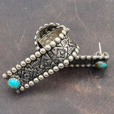 Wide band hoop earrings with Kingman Turquoise