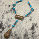 Marian stone and beaded turquoise necklace.
