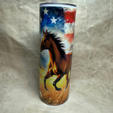 20 oz Running horse with American flag