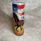 20 oz Running horse with American flag