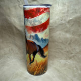 20 oz Running horse with American flag