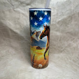 20 oz Running horse with American flag