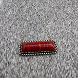 Red slag glass Bar Necklace.