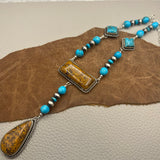 Marian stone and beaded turquoise necklace.