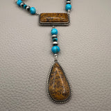 Marian stone and beaded turquoise necklace.