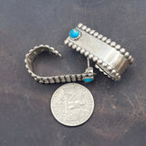 Wide band hoop earrings with Kingman Turquoise