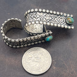 Wide band hoop earrings with Kingman Turquoise