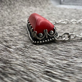 Red slag glass Bar Necklace.