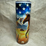 20 oz Running horse with American flag