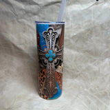 20 oz Scroll cross tumbler