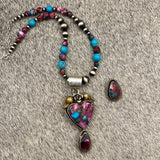 Purple Dahlia Kingman Turquoise Heart Necklace set