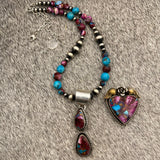 Purple Dahlia Kingman Turquoise Heart Necklace set