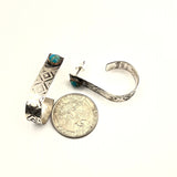 Pattern band hoop earrings with Kingman Turquoise