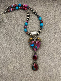 Purple Dahlia Kingman Turquoise Heart Necklace set