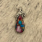 Purple Dahlia kingman Turquoise with Bucking Horse