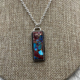 Purple Dahlia Kingman Turquoise Hanging Bar necklace