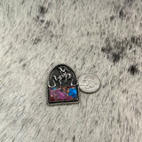 Purple Dahlia Kingman Turquoise bar with Bucking horse