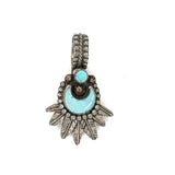 Beautiful Kingman Turquoise half moon and Feather Pendant