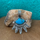 Sterling Silver feathers with Kingman Turquoise Pendant