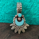 Beautiful Kingman Turquoise half moon and Feather Pendant