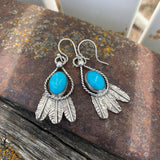 Kingman Turquoise and Sterling Silver Feather hook earrings