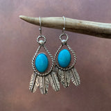 Kingman Turquoise and Sterling Silver Feather hook earrings