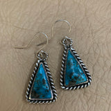 Kingman Turquoise triangle Sterling Silver hooked earring