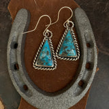 Kingman Turquoise triangle Sterling Silver hooked earring