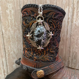 Starry night Iron Buffalo oval necklace