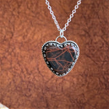 Spider woman jasper heart Sterling Silver Necklace