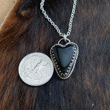 Lovely black jasper heart Sterling Silver Necklace