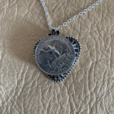 Blue Goldstone heart Sterling Silver Necklace