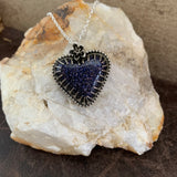 Blue Goldstone heart Sterling Silver Necklace