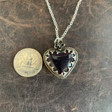 Blue Goldstone heart Sterling Silver Necklace