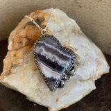 Purple lace agate Heart Sterling Silver Necklace