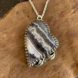Purple lace agate Heart Sterling Silver Necklace