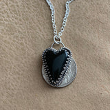 Lovely black jasper heart Sterling Silver Necklace