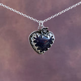 Blue Goldstone heart Sterling Silver Necklace