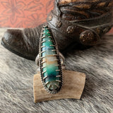 Stunning Blue Opal wood Sterling Silver Ring