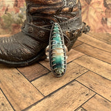 Stunning Blue Opal wood Sterling Silver Ring