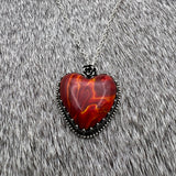 Red slag glass heart Necklace