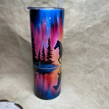 20 oz colorful northern lights with a horse
