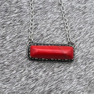 Red slag glass Bar Necklace.