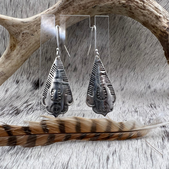 Hand stamped teardrop earrings
