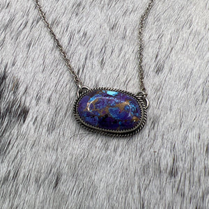 Oval Purple Mohave Kingman Turquoise Bar necklace