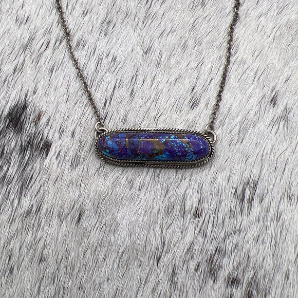 Oval Purple Mohave Kingman Turquoise Bar necklace