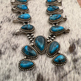 Smokey Kingman turquoise squash blossom necklace