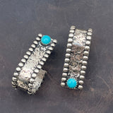 Wide band hoop earrings with Kingman Turquoise