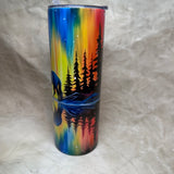 20 oz colorful northern lights with a horse